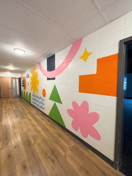 Hand-painted children's mural in progress