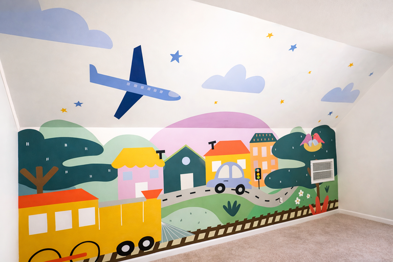 Children's mural and wayfinding design in Greenville, SC