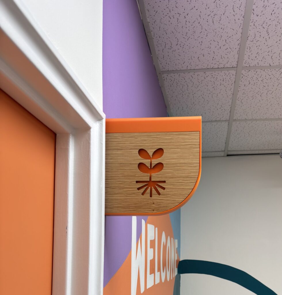 Colorful children's hallway at Wonder Grow